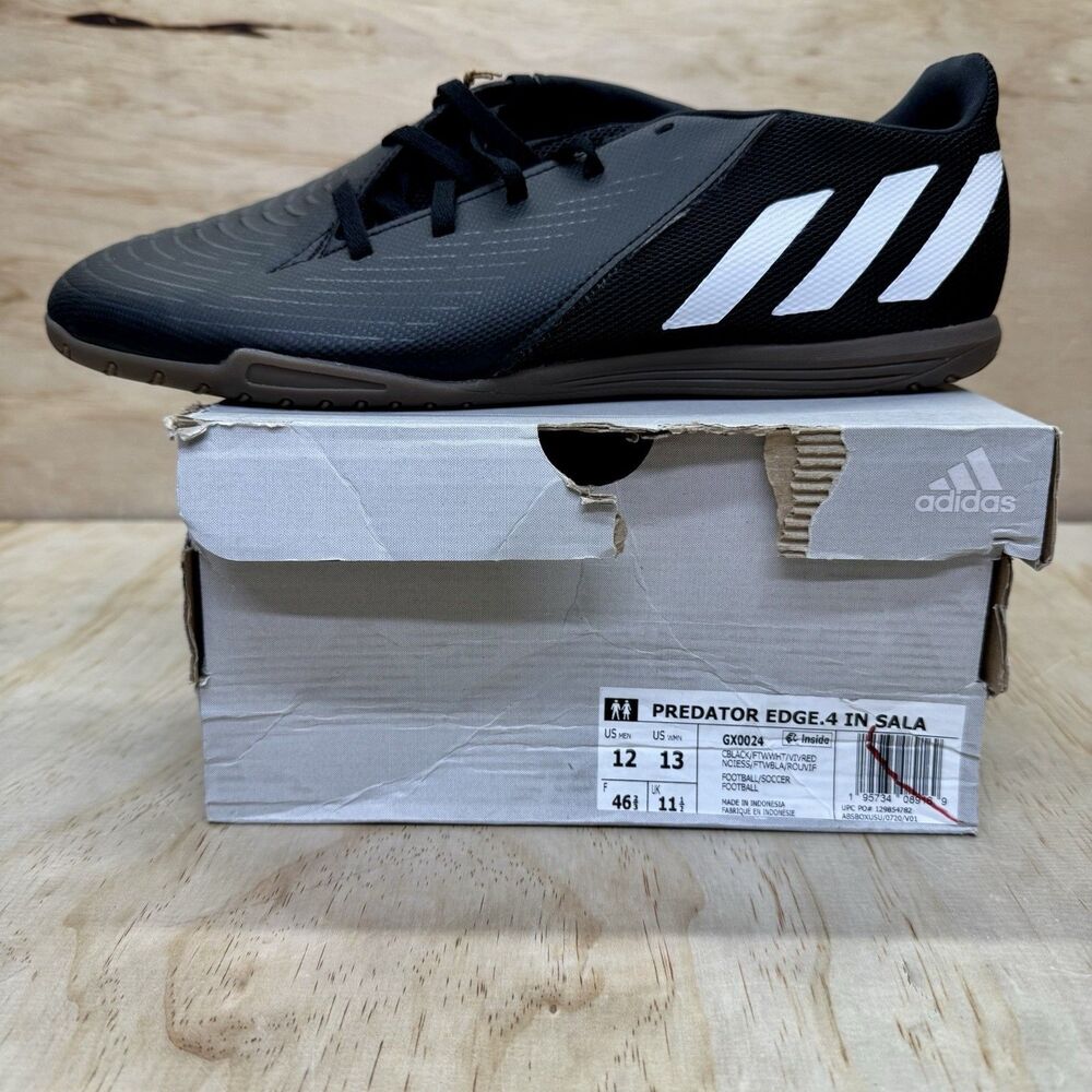 NEW Adidas Predator Edge.4 Blk Sala Indoor Soccer Shoes Mens sz 12 GX0024